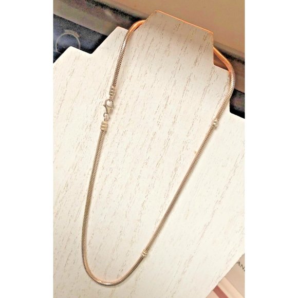 Pandora lobster clasp 925 silver necklace vintage 17.5" snap stations snake ALE - Picture 4 of 4